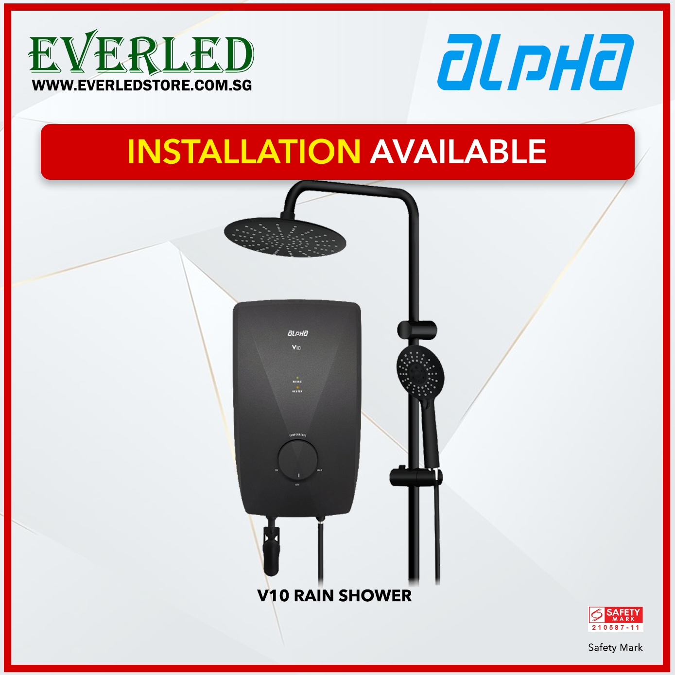 Alpha Instant Shower Heater (ALPHA V10 - HAND SHOWER/RAIN SHOWER)