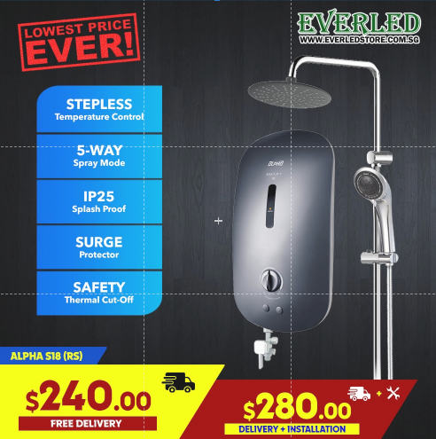 Alpha Instant Shower Heater (ALPHA SMART 18 - RAIN SHOWER SET)