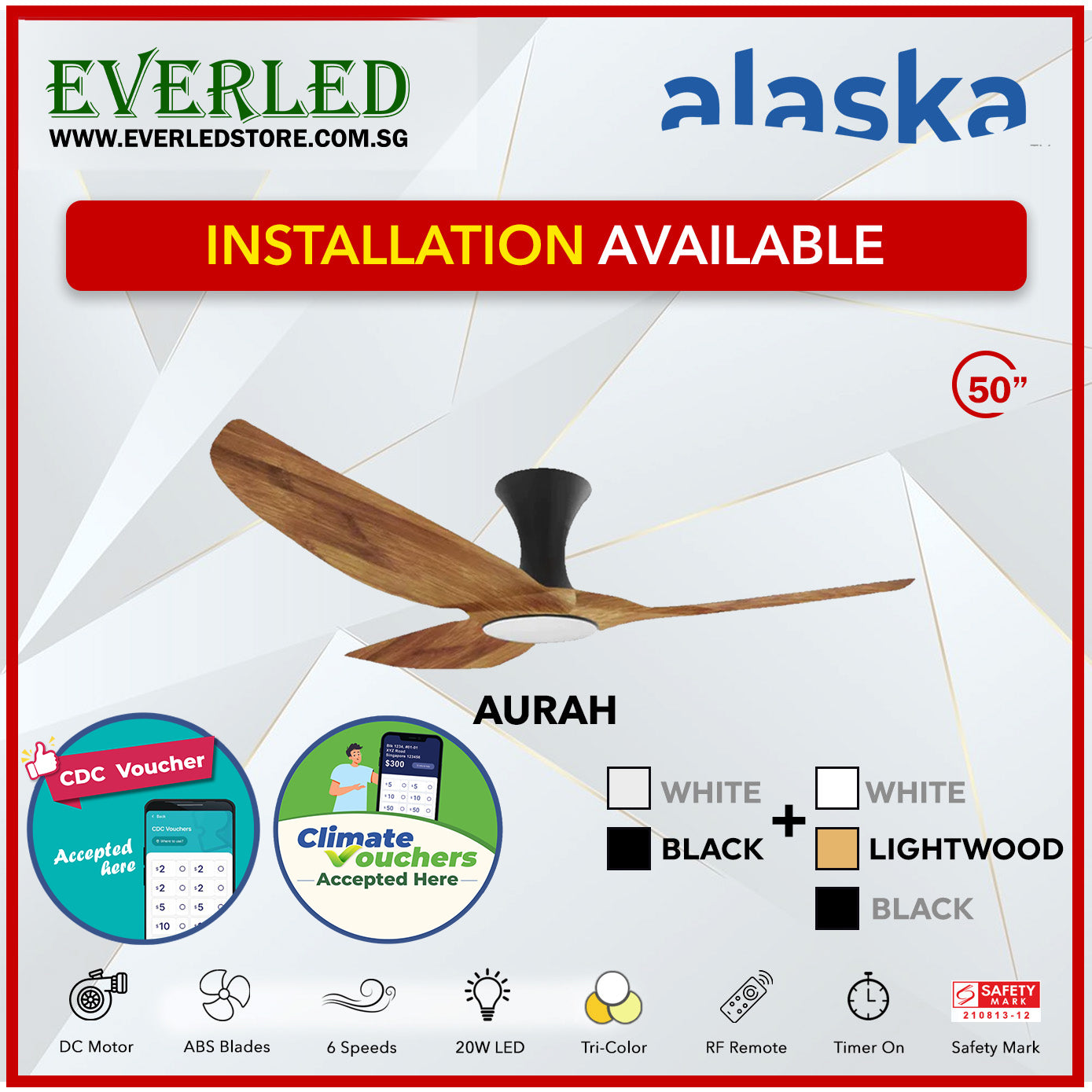 Alaska SMART DC Aura / Aurah 50" (Inverter DC Fan) with Samsung dimmable light kit