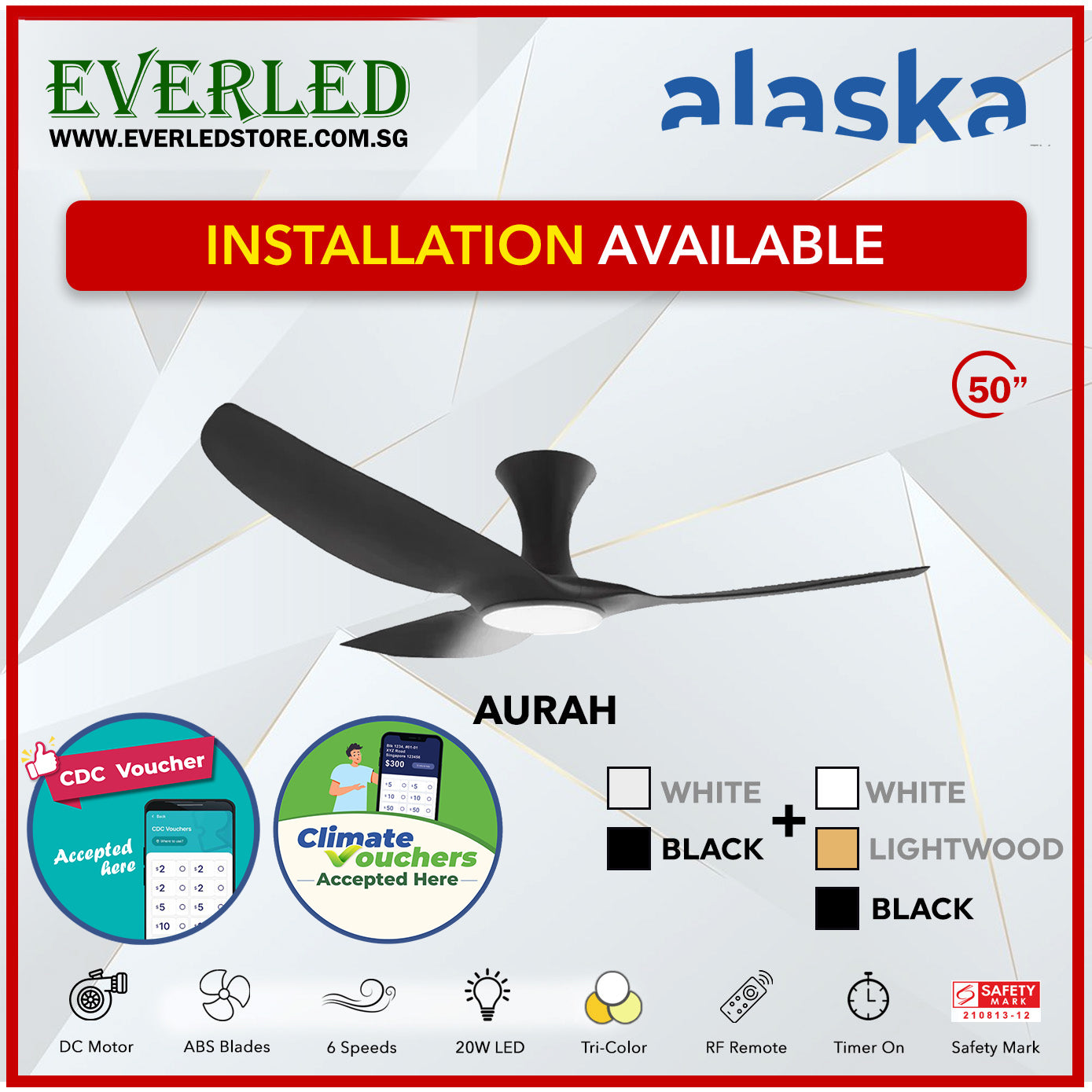 Alaska SMART DC Aura / Aurah 50" (Inverter DC Fan) with Samsung dimmable light kit