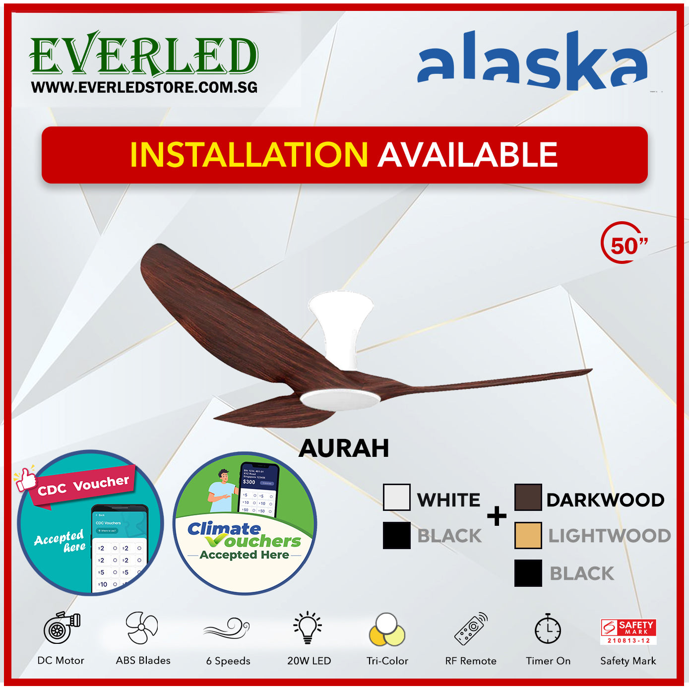 Alaska SMART DC Aura / Aurah 50" (Inverter DC Fan) with Samsung dimmable light kit