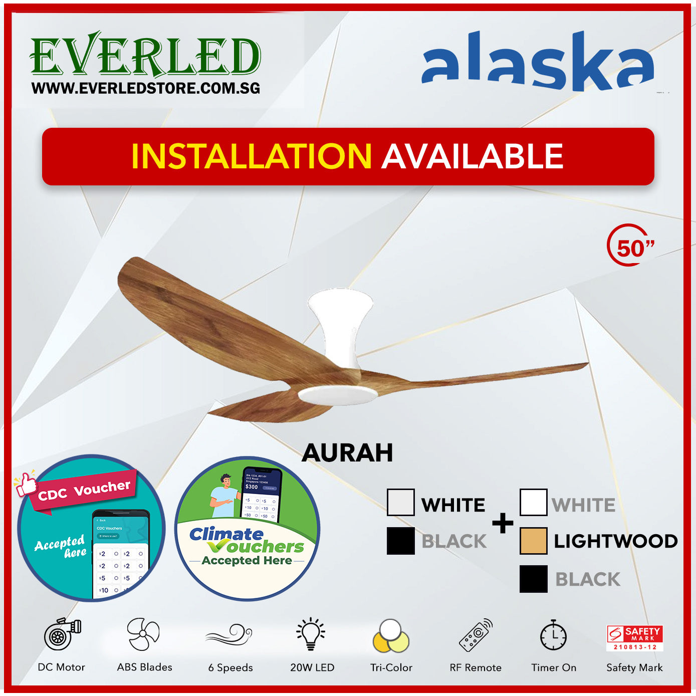 Alaska SMART DC Aura / Aurah 50" (Inverter DC Fan) with Samsung dimmable light kit