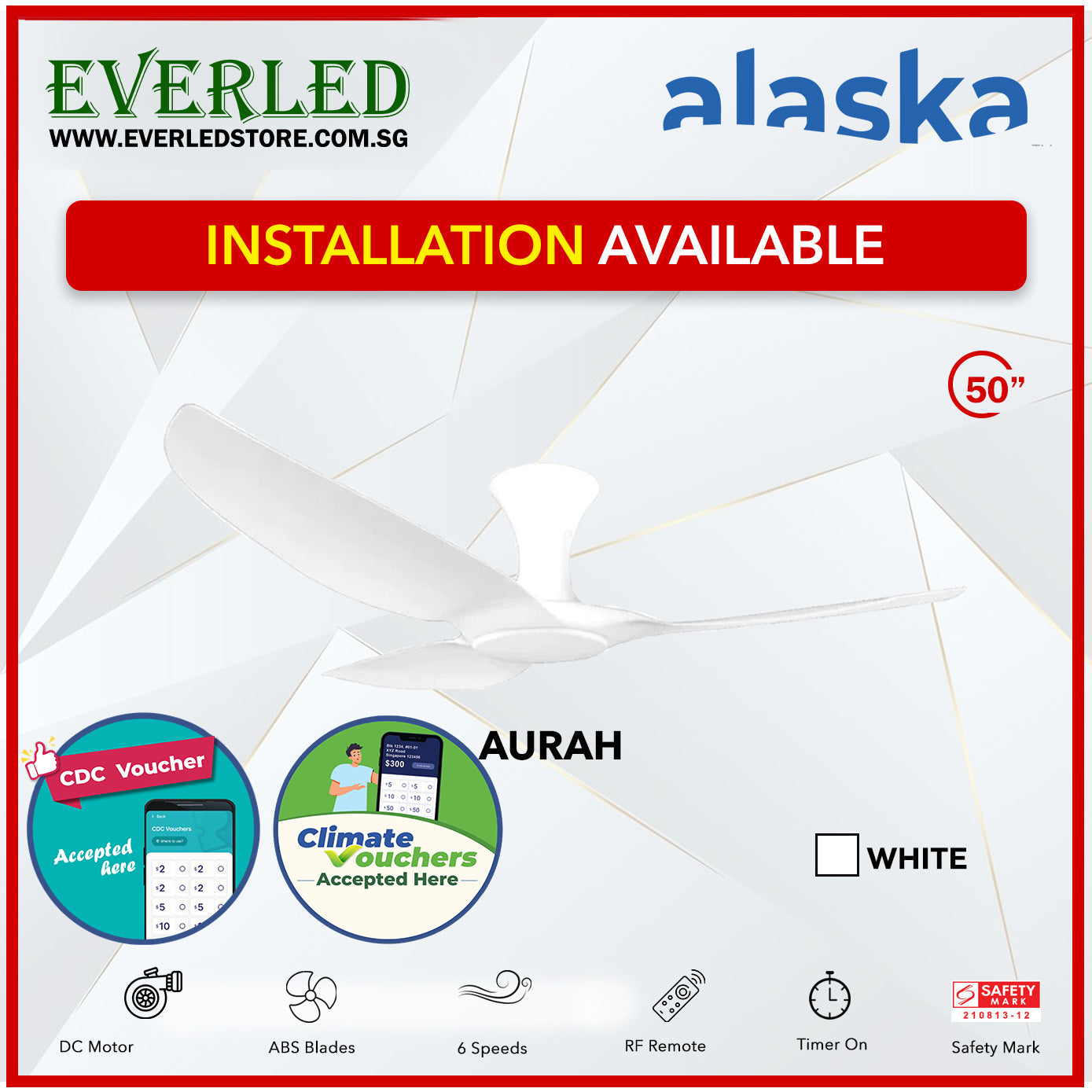 Alaska SMART DC Aura / Aurah 50" (Inverter DC Fan) with Samsung dimmable light kit