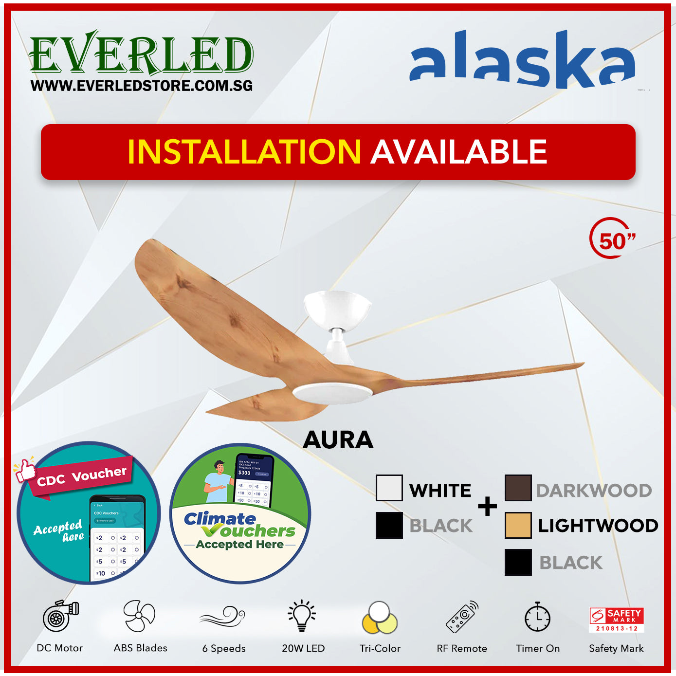 Alaska SMART DC Aura / Aurah 50" (Inverter DC Fan) with Samsung dimmable light kit