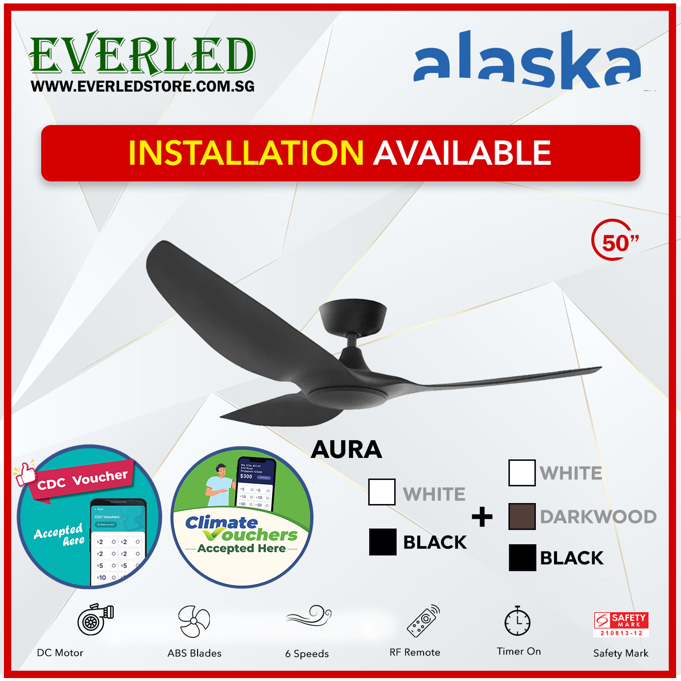 Alaska SMART DC Aura / Aurah 50" (Inverter DC Fan) with Samsung dimmable light kit