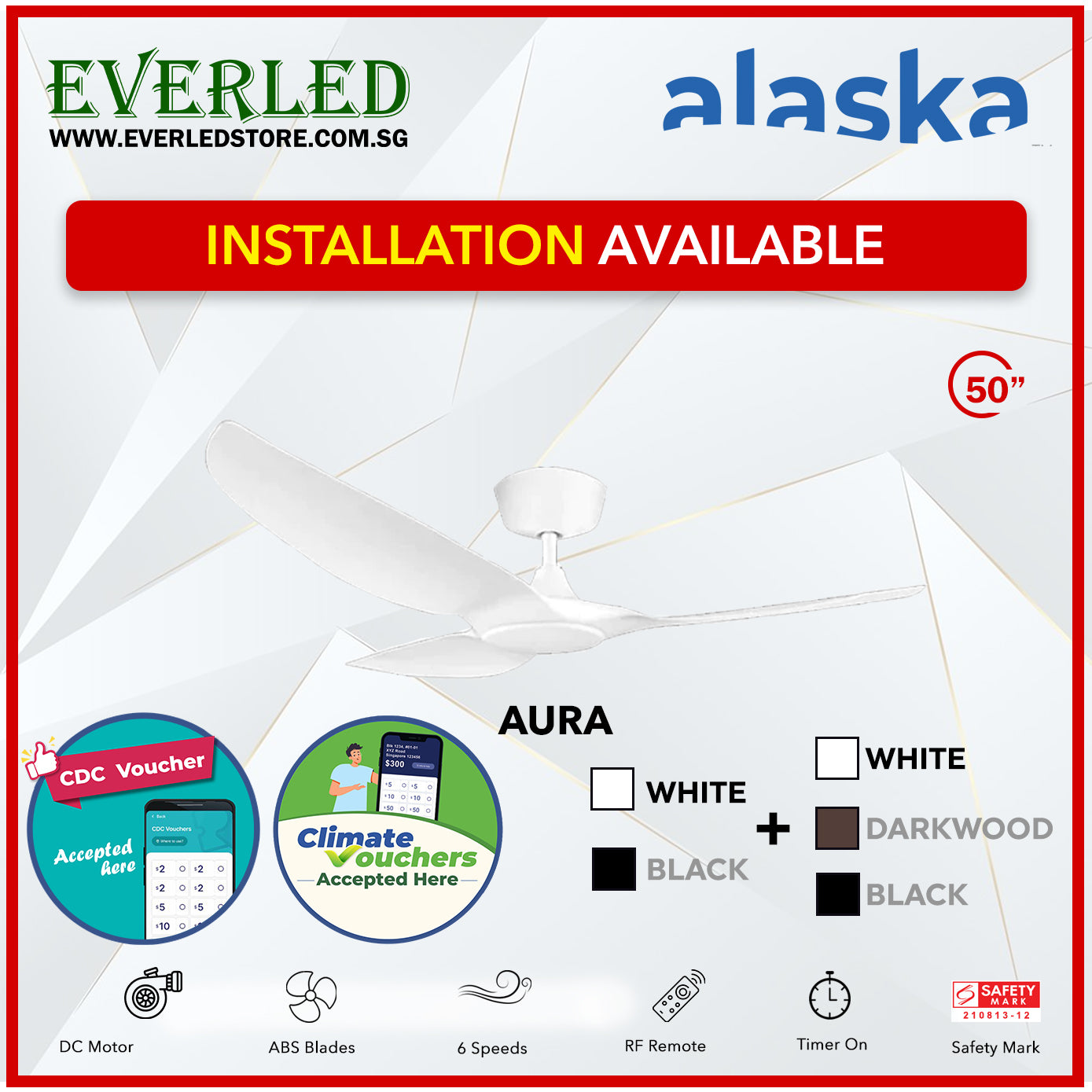 Alaska SMART DC Aura / Aurah 50" (Inverter DC Fan) with Samsung dimmable light kit