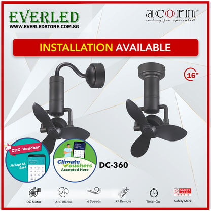 *SMART* Acorn DC-360 16" (Corner Fan - Inverter DC Fan) *CDC & Climate Voucher Accepted In Showroom*