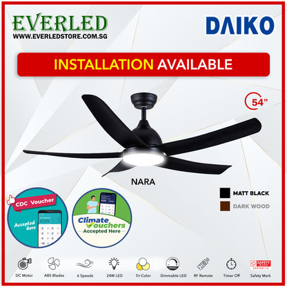 *STANDARD INSTALLATION* Daiko DC Nara 54" with Tri-color LED (Inverter DC Fan) *CDC & Climate Voucher Accepted In Showroom*
