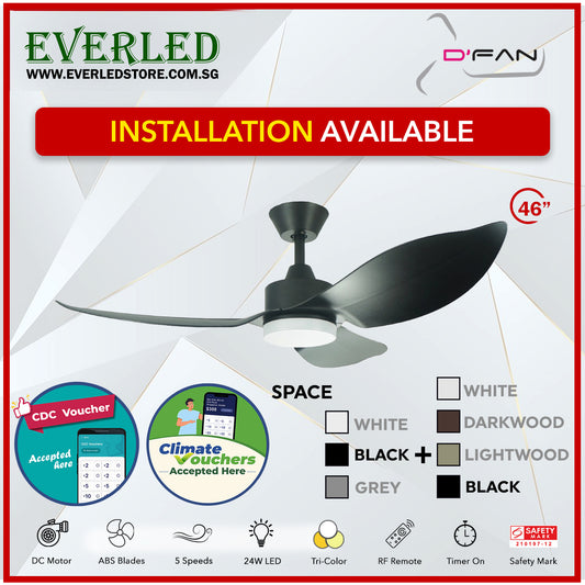 *STANDARD INSTALLATION* Mistral Dfan DC Space 46"  with Tri-color LED (Inverter DC Fan) *CDC & Climate Voucher Accepted In Showroom*