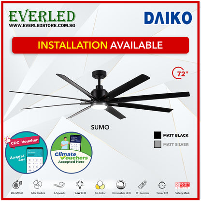 *FREE STANDARD INSTALLATION* Daiko DC Sumo 72"  with Tri-color LED (Inverter DC Fan) *CDC & Climate Voucher Accepted In Showroom*