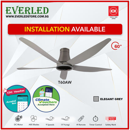 *FREE STANDARD INSTALLATION* KDK DC Fan T60AW (5 Blades 60" inch) *CDC & Climate Voucher Accepted In Showroom*