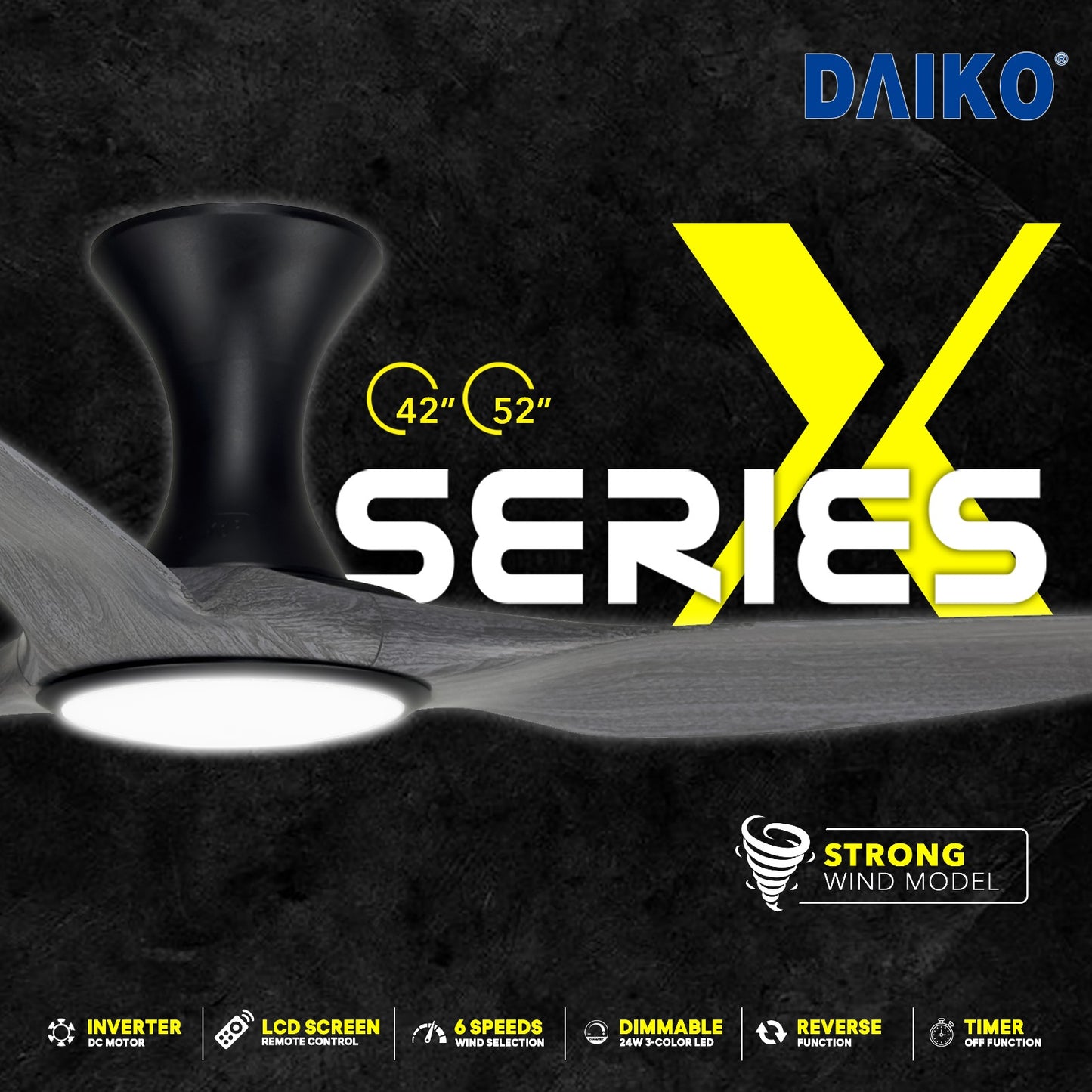 *FREE INSTALLATION* Daiko DC Yuga 3X 42"/52"  with DIMMABLE Tri-color LED (Inverter DC Fan) *CDC & Climate Voucher Accepted in Showroom*