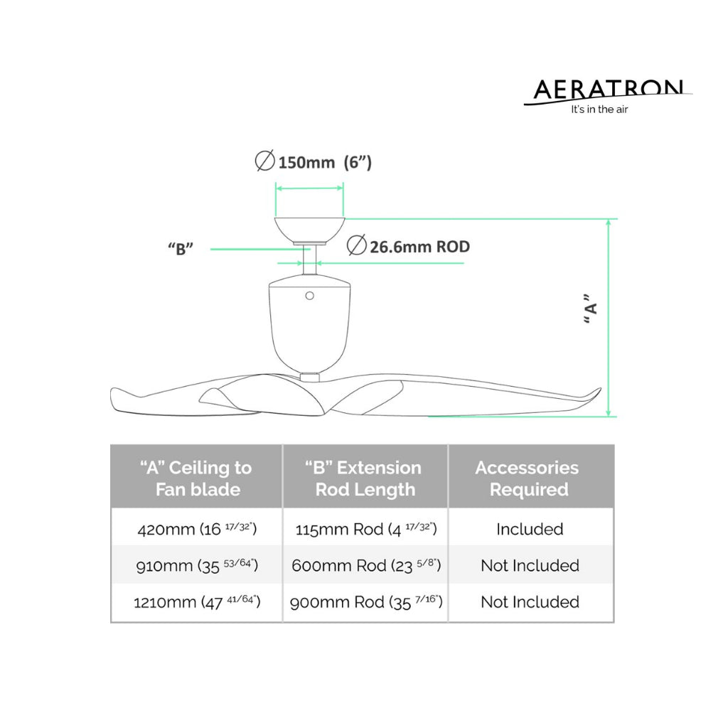 Aerartron AE3+ DC 3 Blades 43"/50"/60" (WIFI & LED light Optional) *CDC & Climate Voucher Accepted In Showroom*
