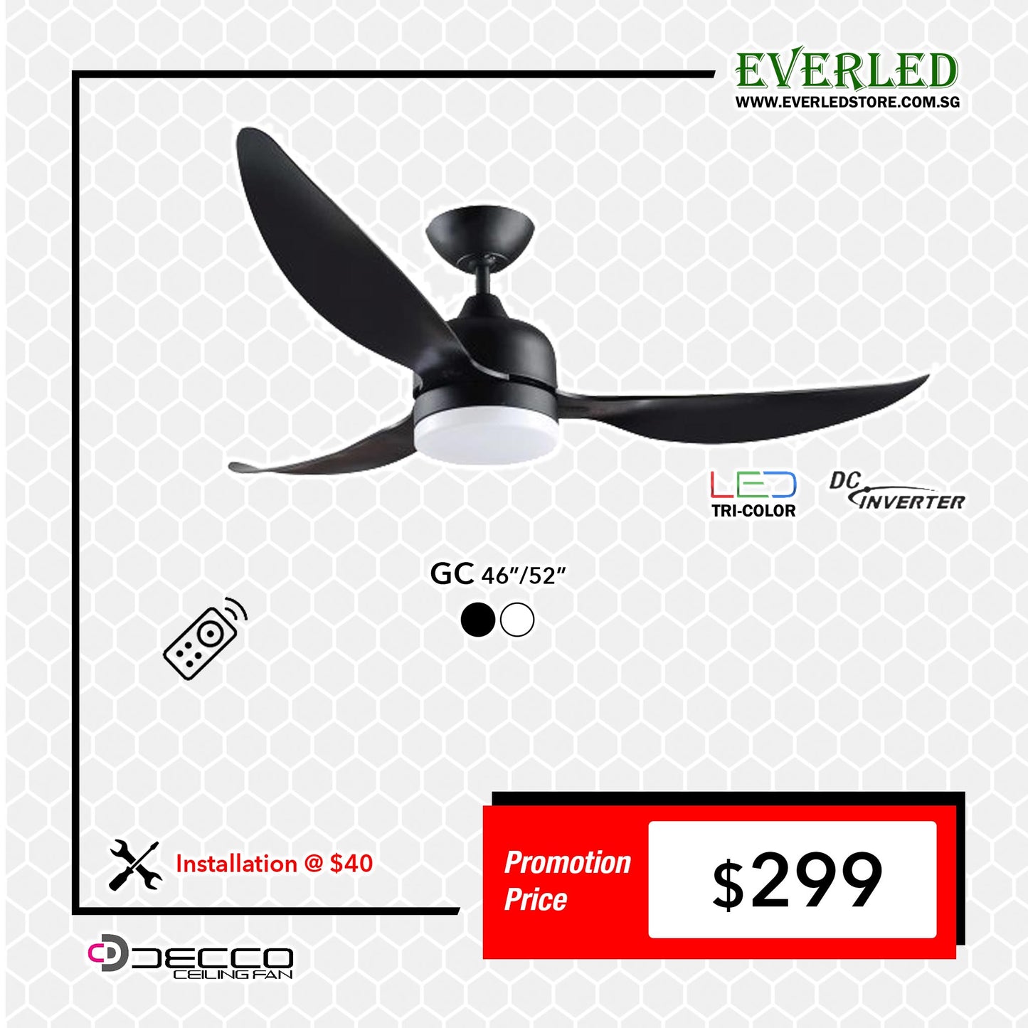 Decco DC Gold Coast 36"/46"/52" (Inverter DC Fan)