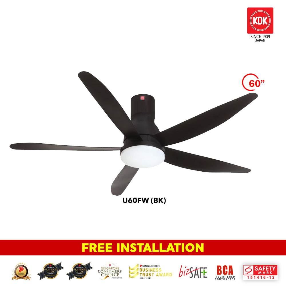 *FREE STANDARD INSTALLATION*  KDK DC Fan U60FW (5 Blades 60" inch with LED Light) *CDC & Climate Voucher Accepted In Showroom*
